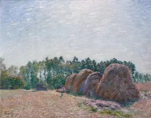 Сена с соломой в Море - утренний эффект - Альфред Сислей