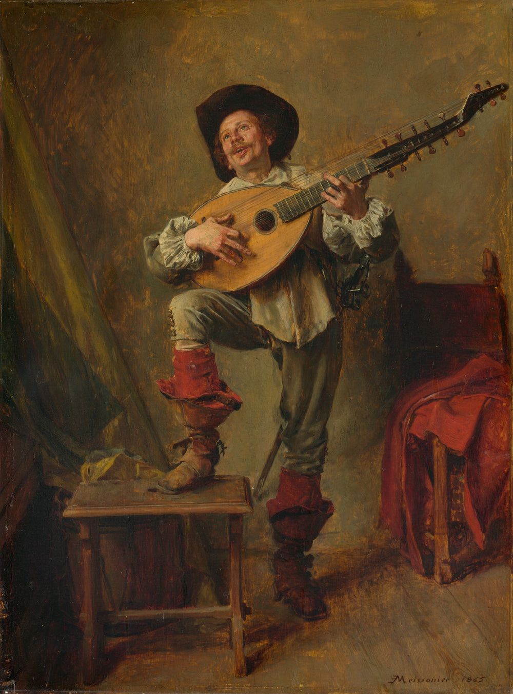 Soldat jouant du théorbe - Ernest Meissonier