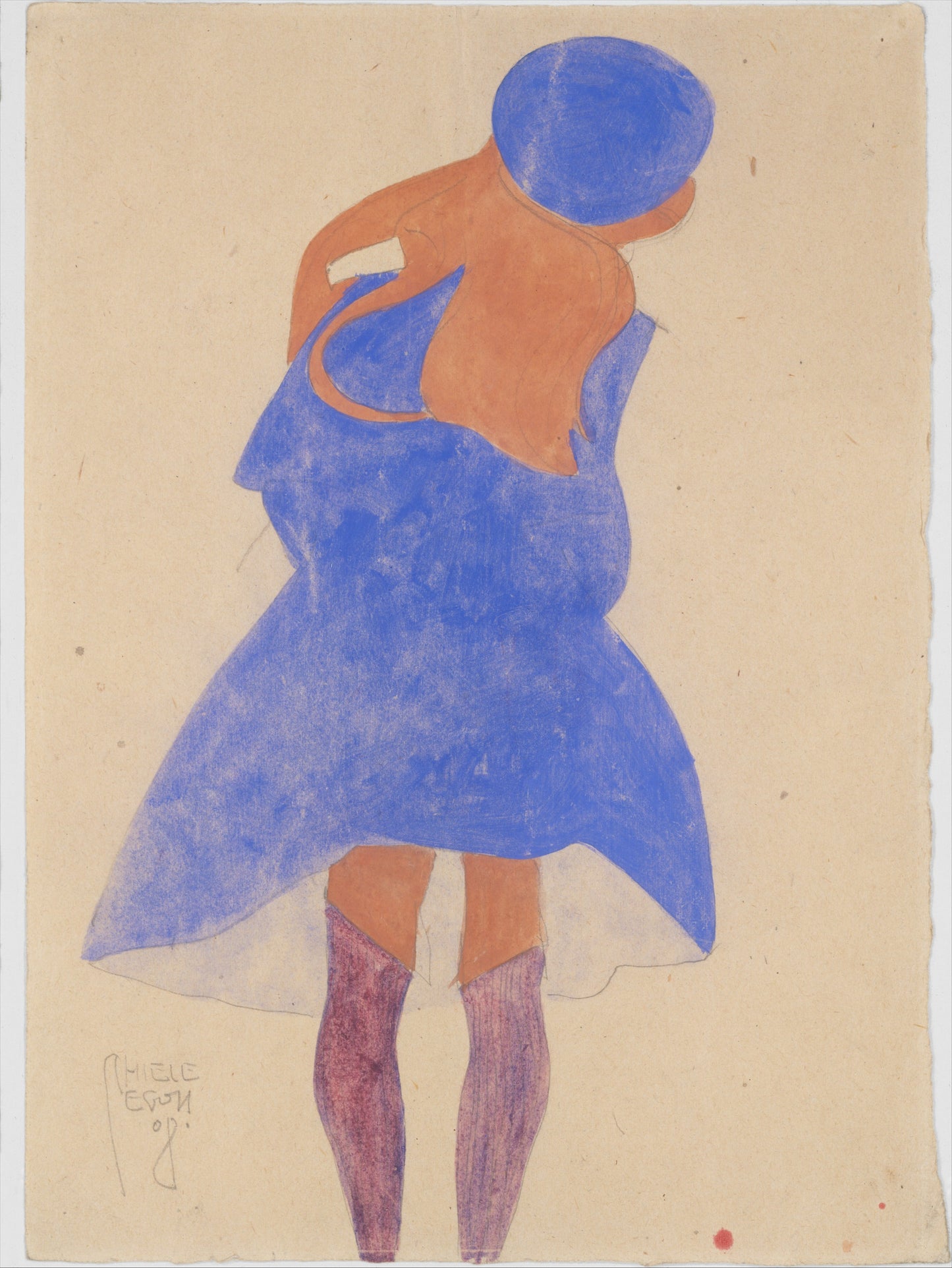 Reproduction du tableau « Fille debout, vue de dos - Egon Schiele » par Alpha Reproduction en peinture à l’huile