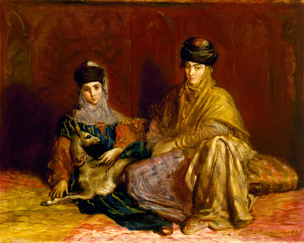Femme et petite fille de Constantin avec une gazelle - Théodore Chassériau - Alpha Reproduction