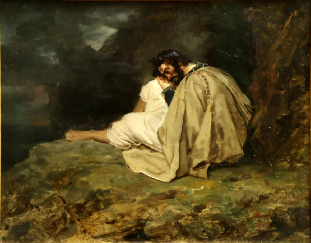 Reproduction du tableau « Jeune grec endormi sur un rocher au bord de la mer - Théodore Géricault » par Alpha Reproduction en peinture à l’huile