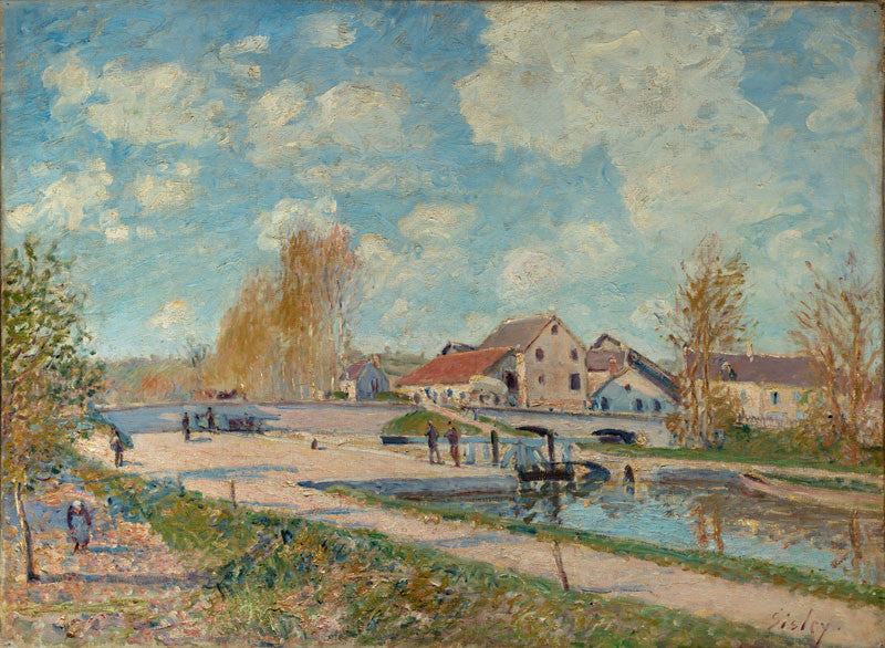 Reproduction du tableau « L'Écluse de Bourgogne à Moret, Printemps - Alfred Sisley » par Alpha Reproduction en peinture à l’huile