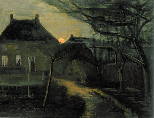 Reproduction du tableau « Le presbytère de Nuenen au clair de lune - Vincent van Gogh » par Alpha Reproduction en peinture à l’huile