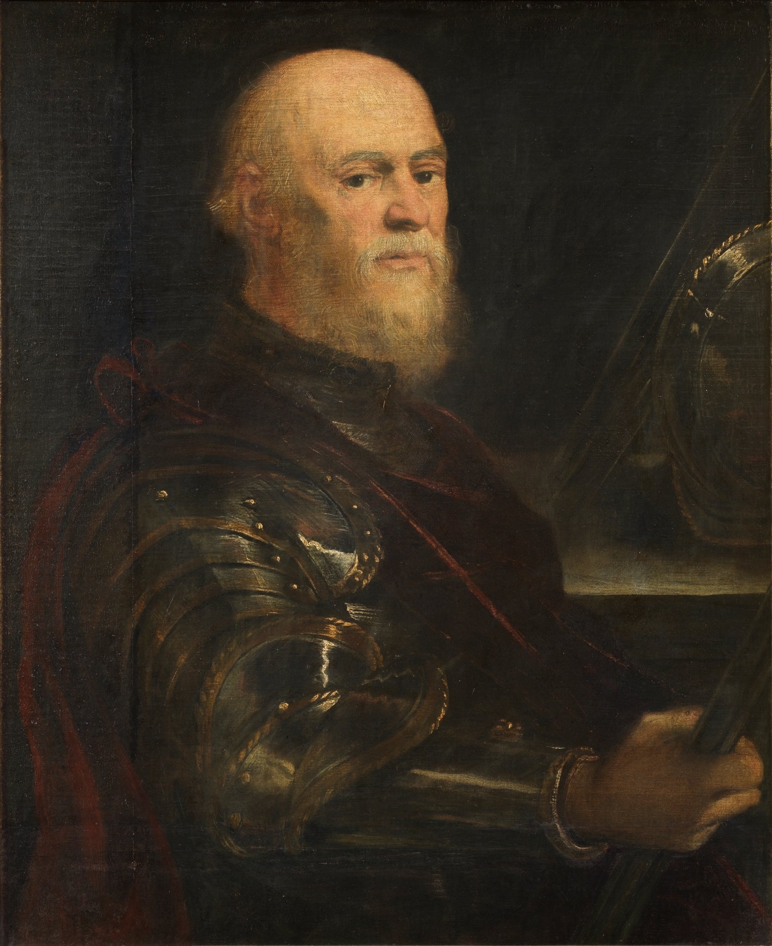 Portrait d'un homme en armure tenant le bâton de commandement, probablement Jan Amor Tarnowski - Jacopo Tintoretto