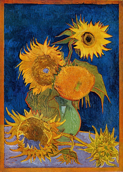 🌻 Подсолнухи (королевский синий фон) – Винсент ван Гог (1888)