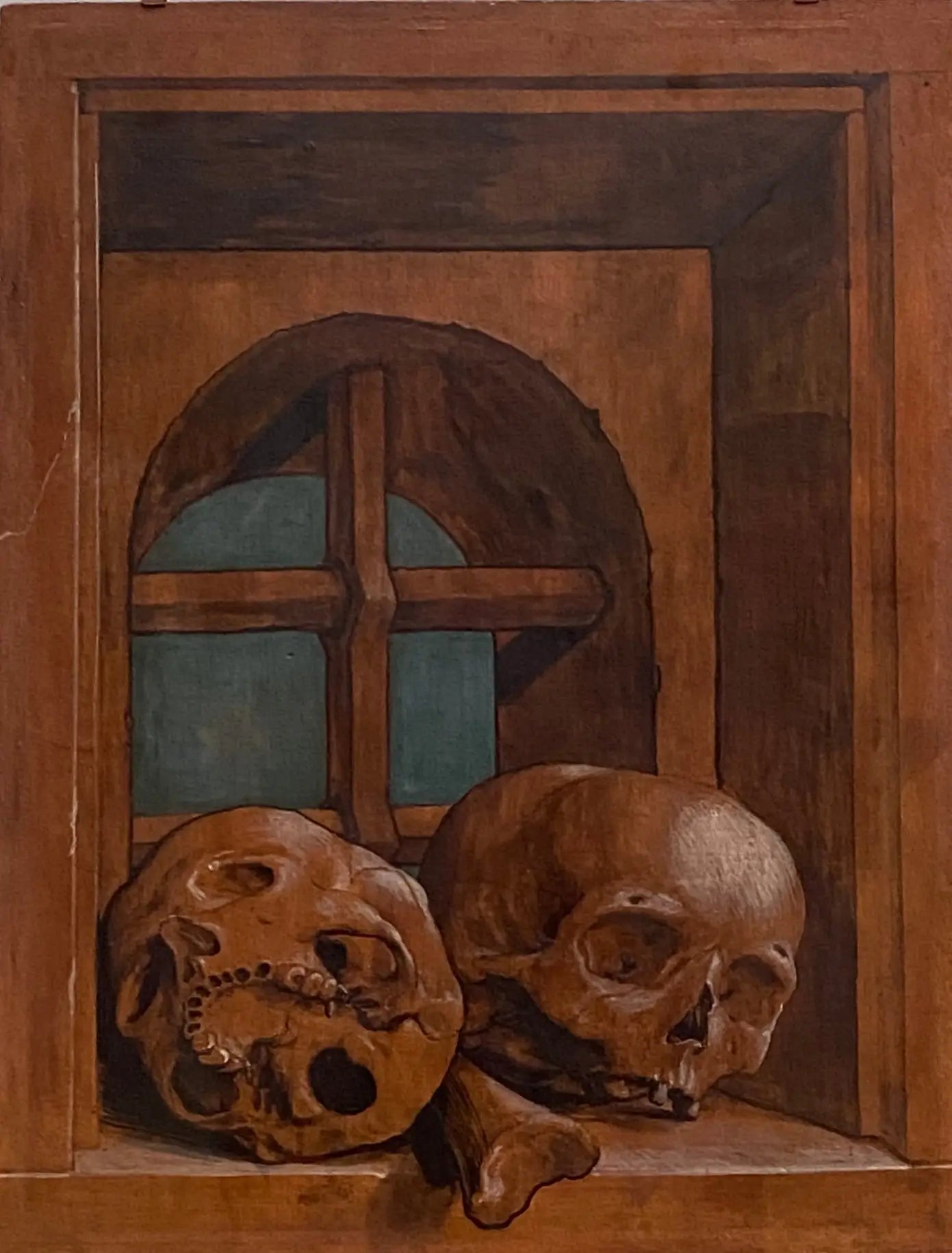 Two skulls in a window niche - Hans Holbein le Jeune - Alpha Reproduction