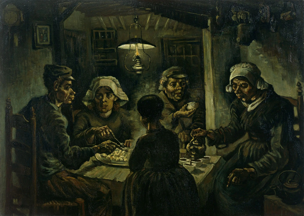 Reproduction du tableau « Les Mangeurs de pommes de terre - Vincent van Gogh » par Alpha Reproduction en peinture à l’huile