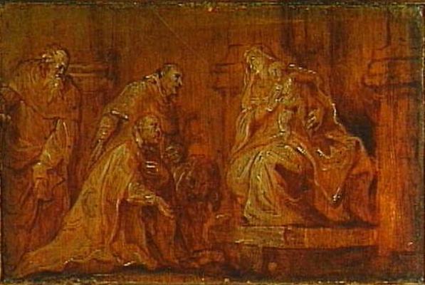 Un donateur avec deux saints patrons adorant la Vierge à l'Enfant - Antoine van Dyck