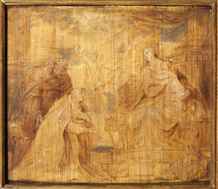Vierge à l'Enfant avec un évêque donateur et saint Antoine abbé - Antoine van Dyck