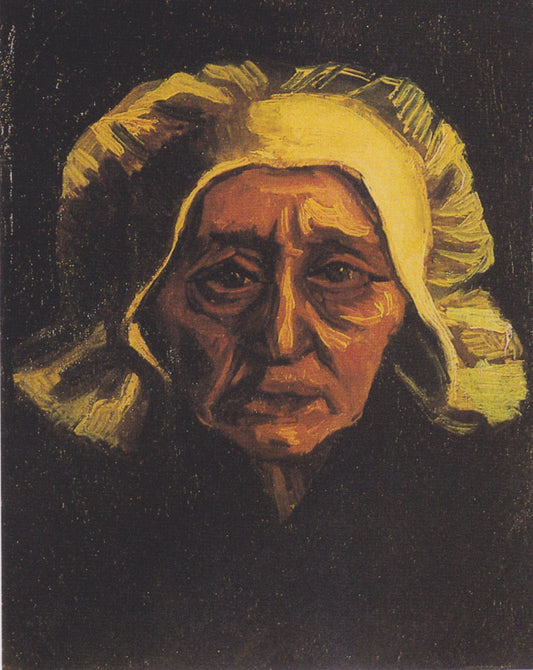 Reproduction du tableau « Tête d'une vieille paysanne au bonnet blanc - Vincent van Gogh » par Alpha Reproduction en peinture à l’huile