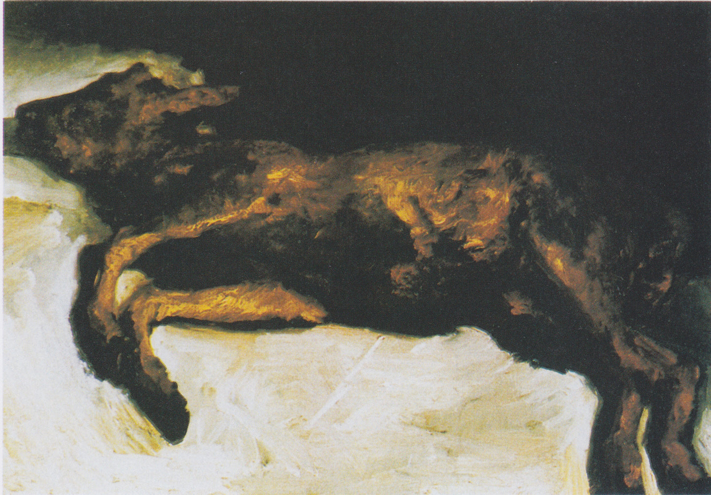 Reproduction du tableau « Veau nouveau-né sur la paille - Vincent van Gogh » par Alpha Reproduction en peinture à l’huile