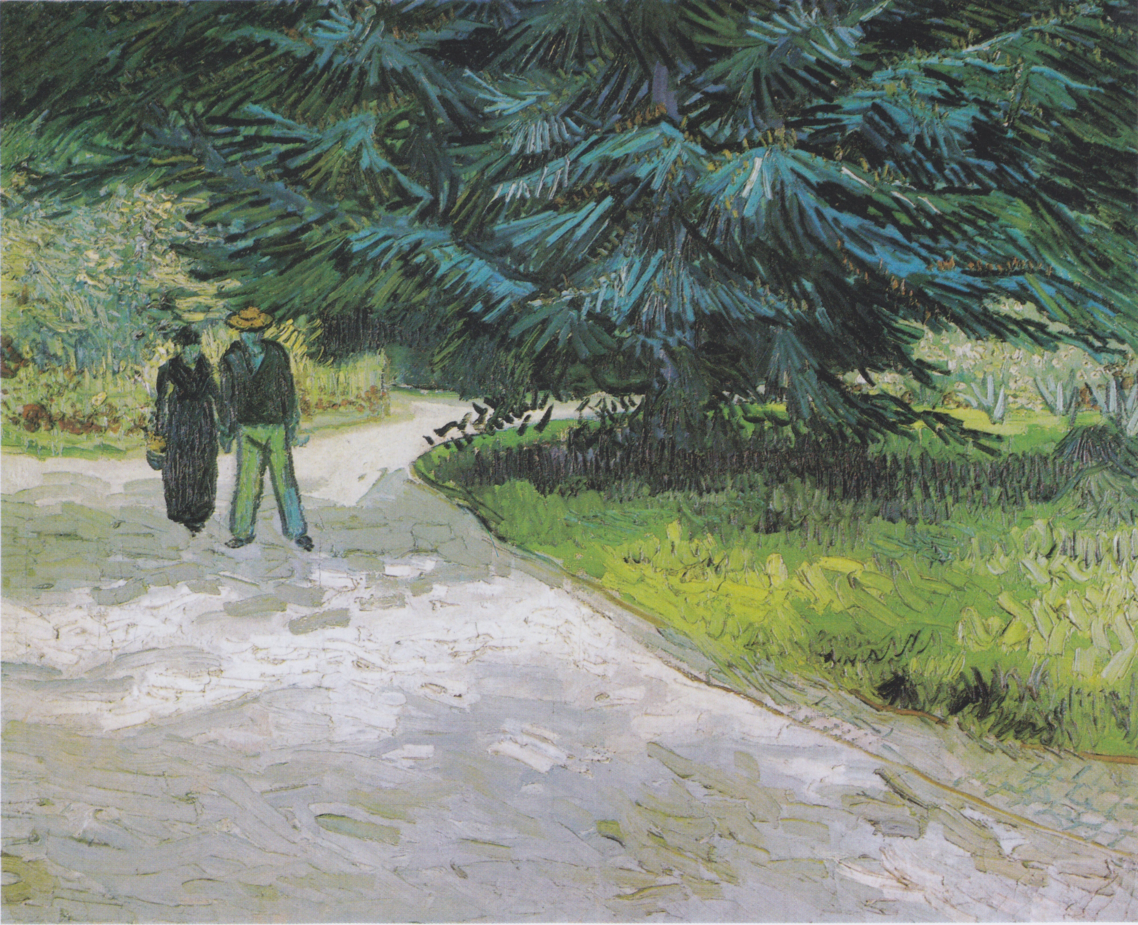 Reproduction du tableau « Couple dans le parc d'Arles - Le jardin du poète III - Vincent van Gogh » par Alpha Reproduction en peinture à l’huile