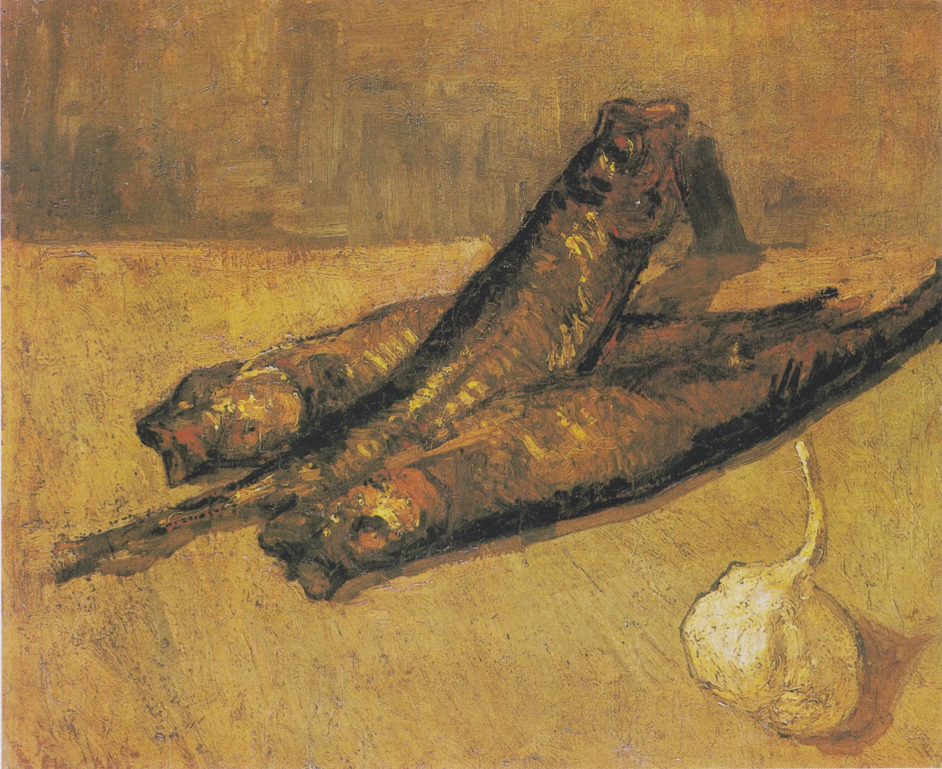 Reproduction du tableau « Nature morte au bouclage et à l'ail-oignon - Vincent van Gogh » par Alpha Reproduction en peinture à l’huile