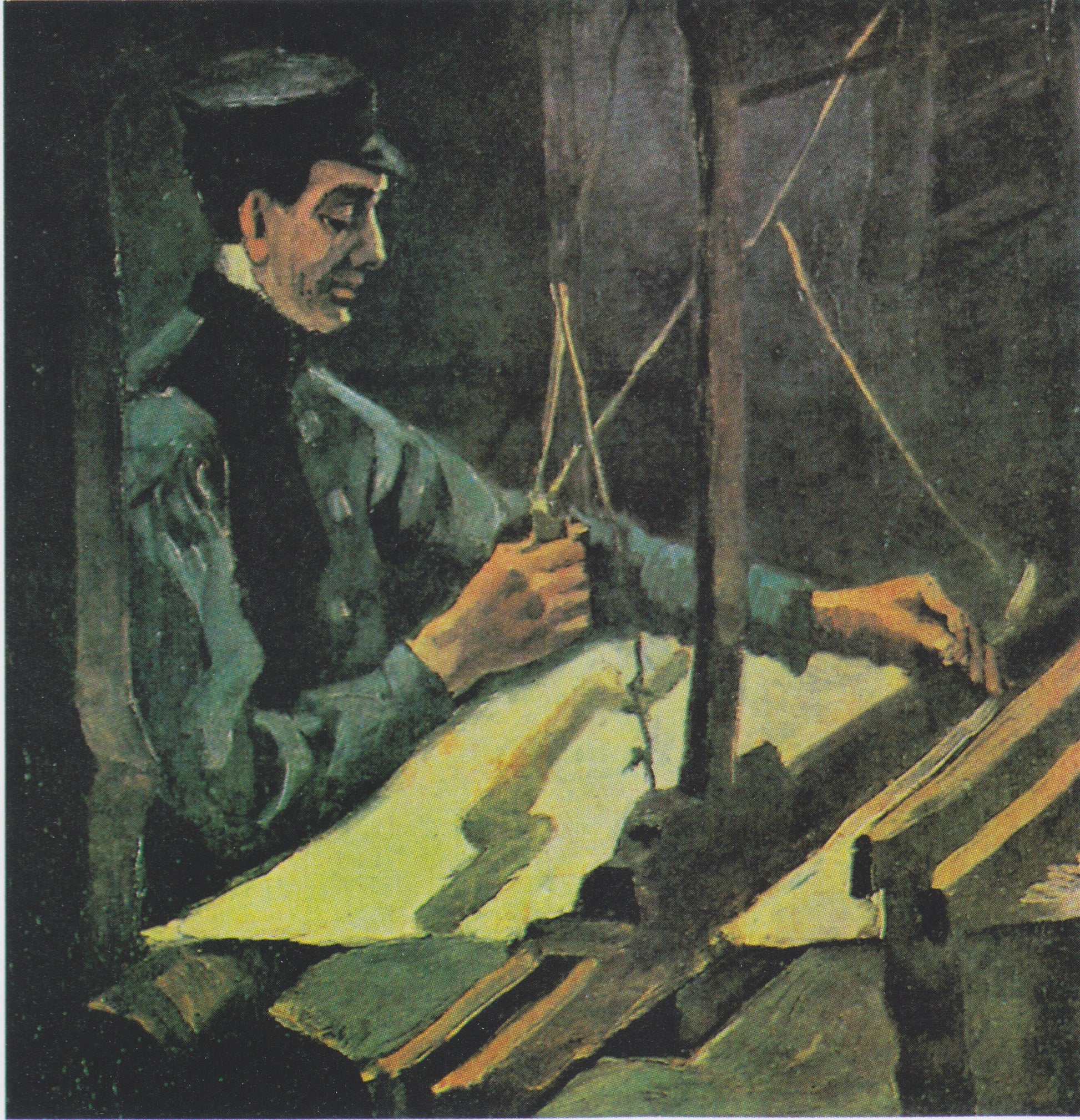 Reproduction du tableau « Tisserand tourné vers la droite (demi-figure) - Vincent van Gogh » par Alpha Reproduction en peinture à l’huile