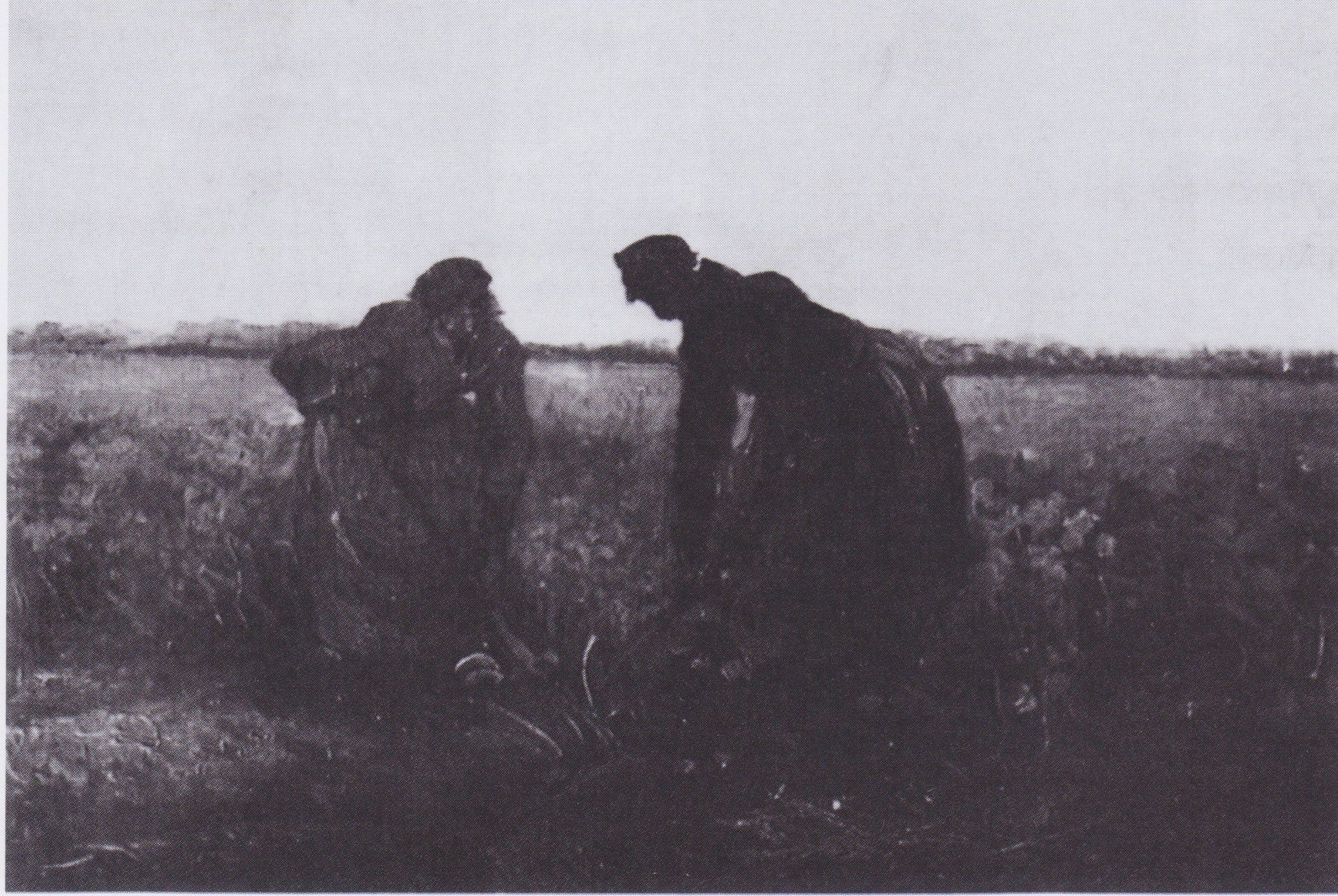 Reproduction du tableau « Deux paysannes creusant - Vincent van Gogh » par Alpha Reproduction en peinture à l’huile