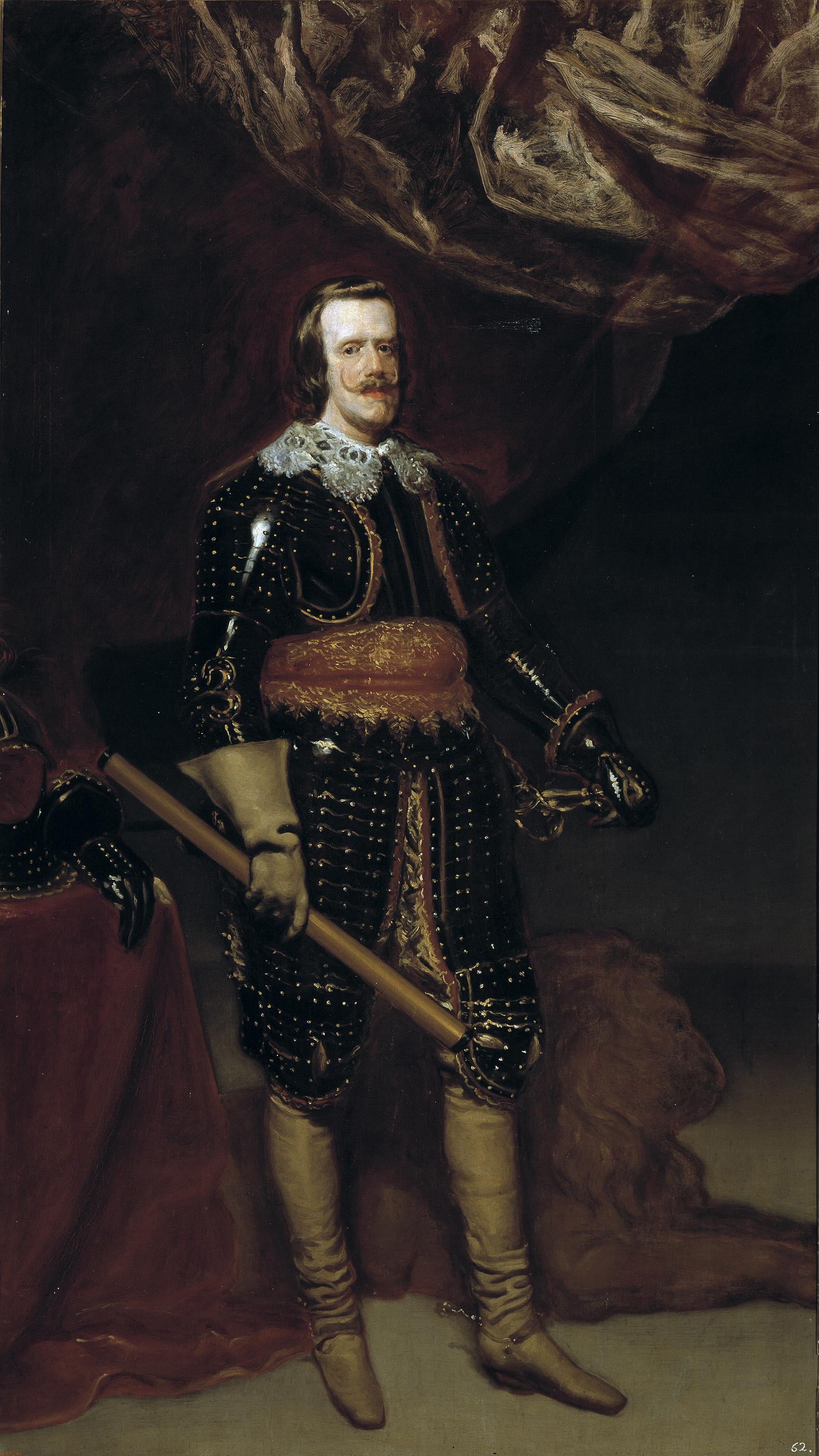 Philippe IV en armure, avec un lion à ses pieds - Diego Velázquez