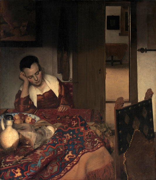 Reproduction du tableau « Une jeune fille assoupie - Johannes Vermeer » par Alpha Reproduction en peinture à l’huile