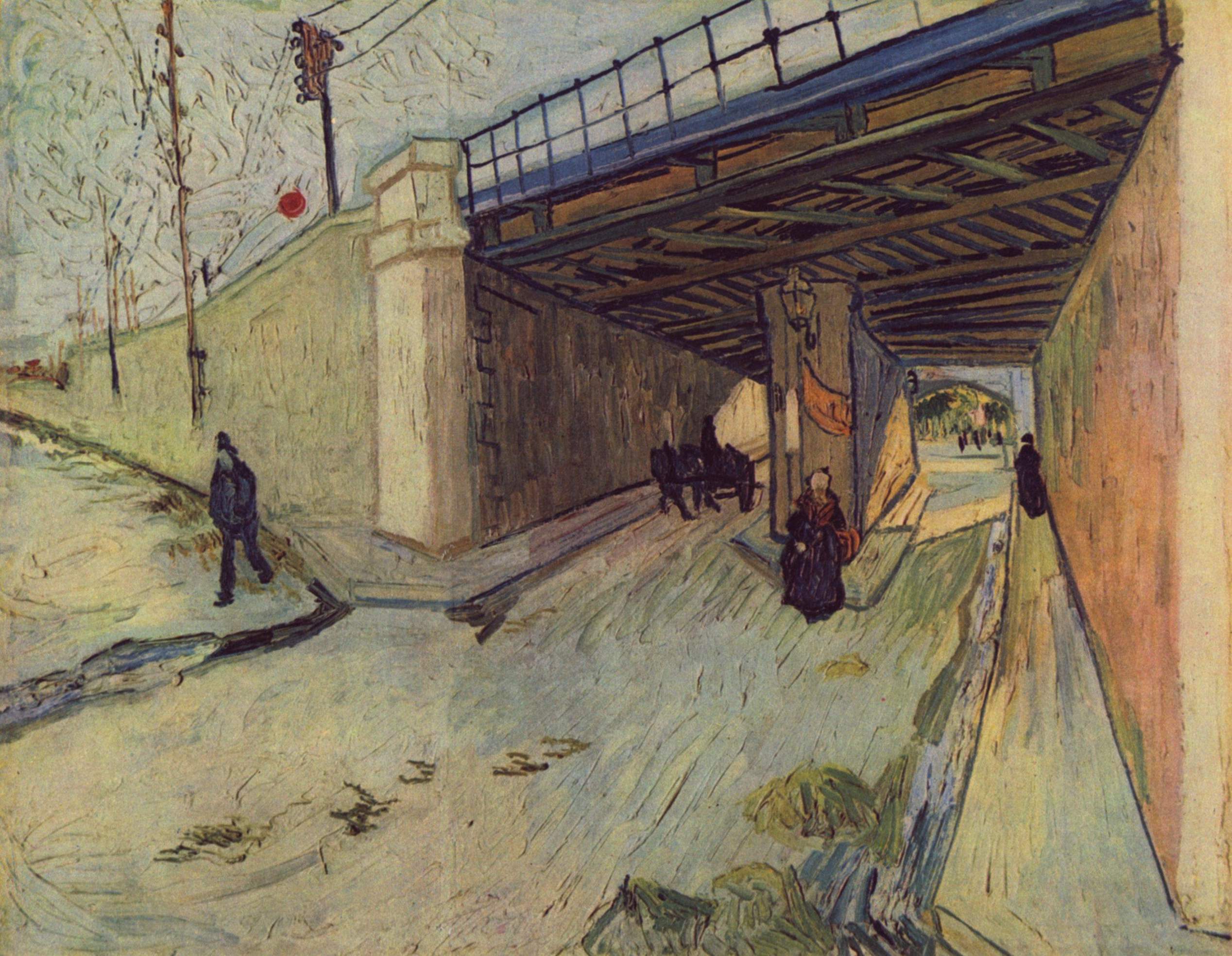 Reproduction du tableau « Pont ferroviaire sur l'avenue Montmajour, Arles, Le - Vincent van Gogh » par Alpha Reproduction en peinture à l’huile