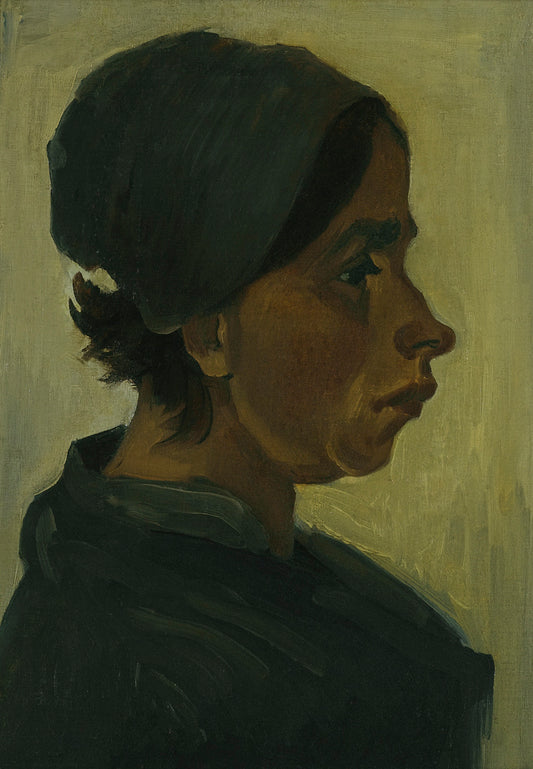 Reproduction du tableau « Tête de paysanne au bonnet noir - Vincent van Gogh » par Alpha Reproduction en peinture à l’huile
