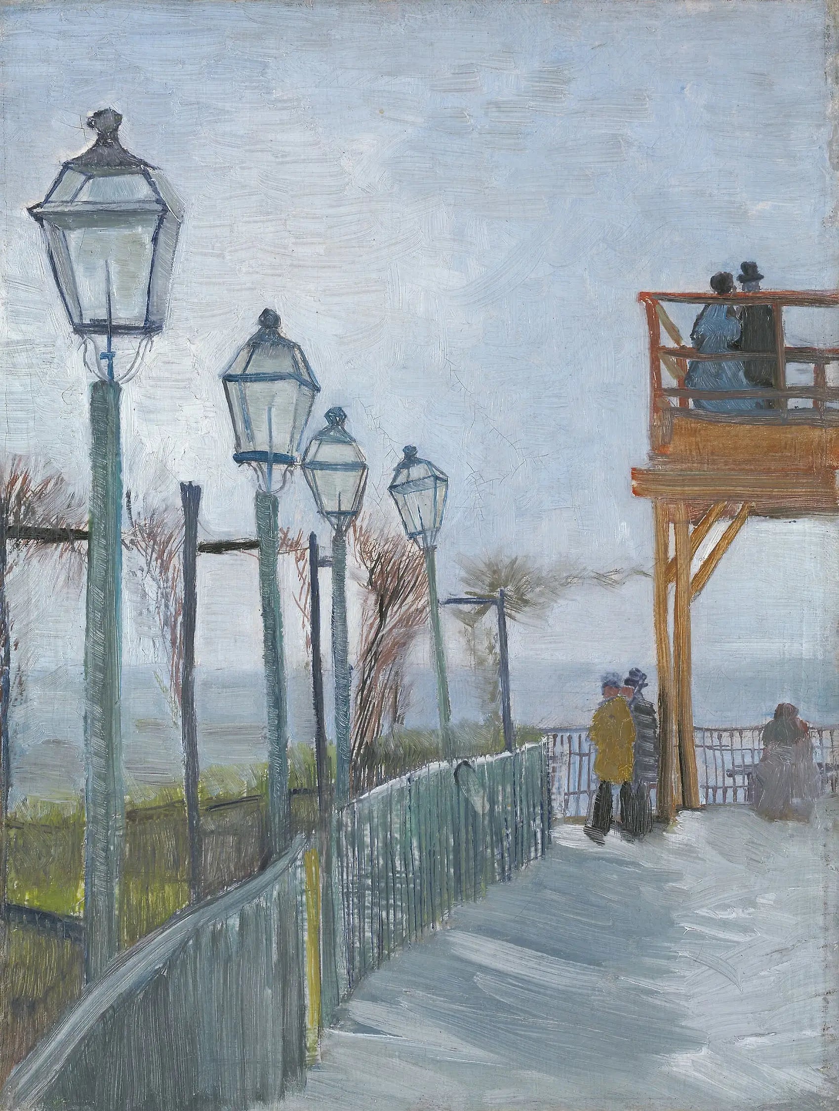 Reproduction du tableau « Terrasse et observatoire du Moulin de Blute-Fin, Montmartre - Vincent van Gogh » par Alpha Reproduction en peinture à l’huile