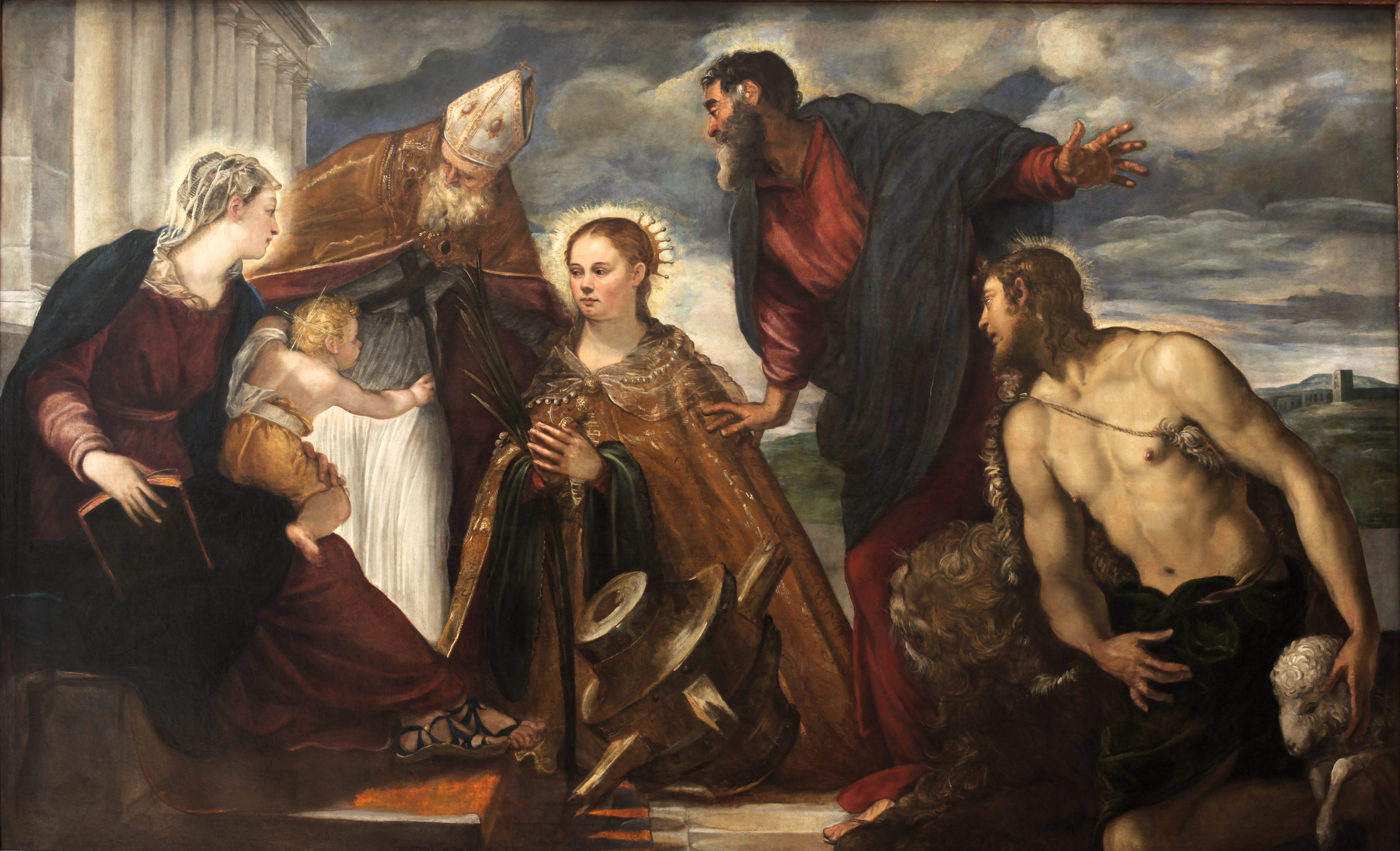 Vierge à l'Enfant, avec sainte Catherine, saint Augustin, saint Marc et saint Jean-Baptiste - Jacopo Tintoretto