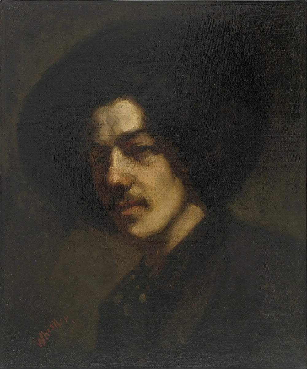 Reproduction du tableau « Portrait de Whistler avec chapeau - James Abbott McNeill Whistler » par Alpha Reproduction en peinture à l’huile