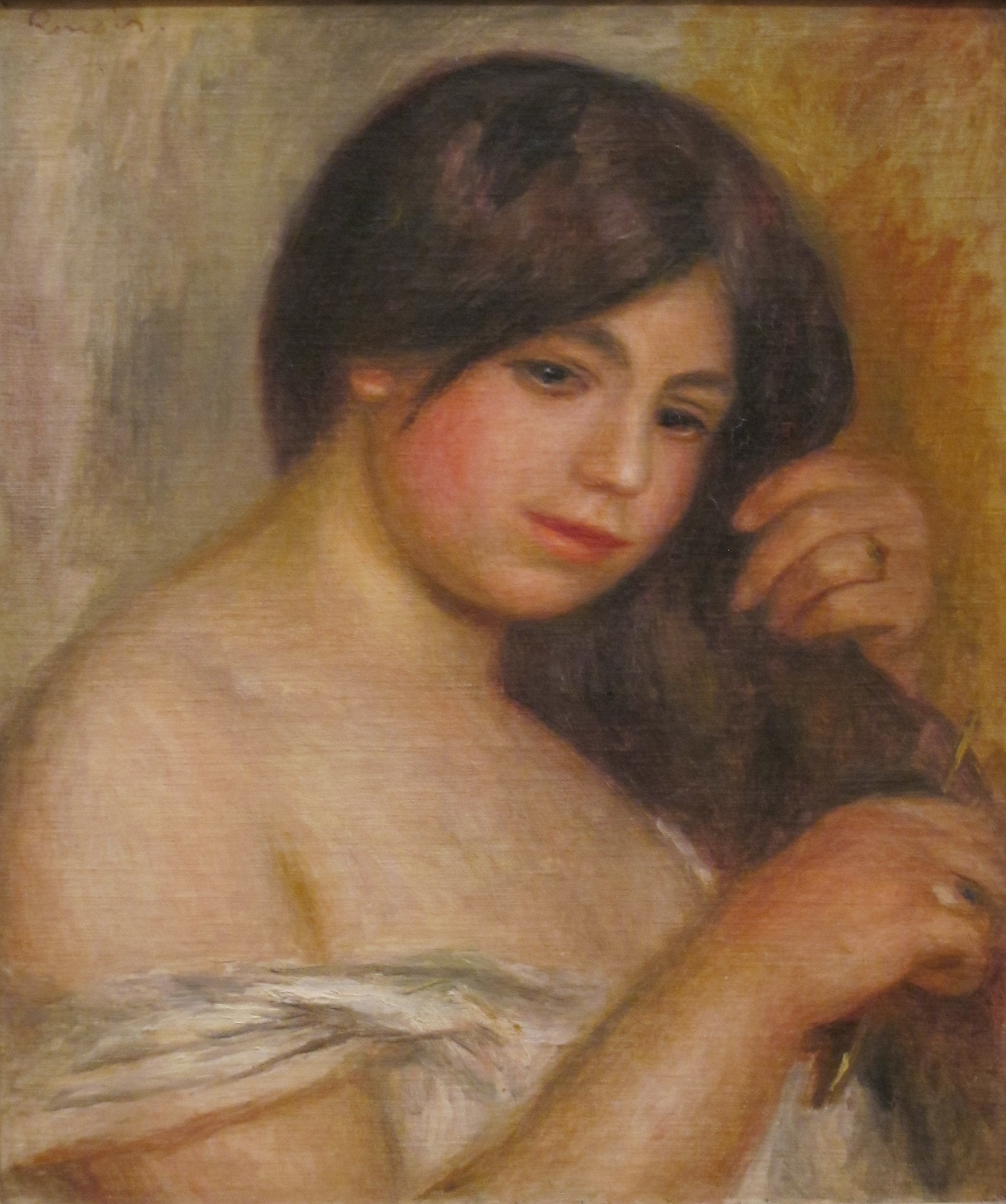 Reproduction du tableau « Femme se peignant les cheveux - Pierre-Auguste Renoir » par Alpha Reproduction en peinture à l’huile