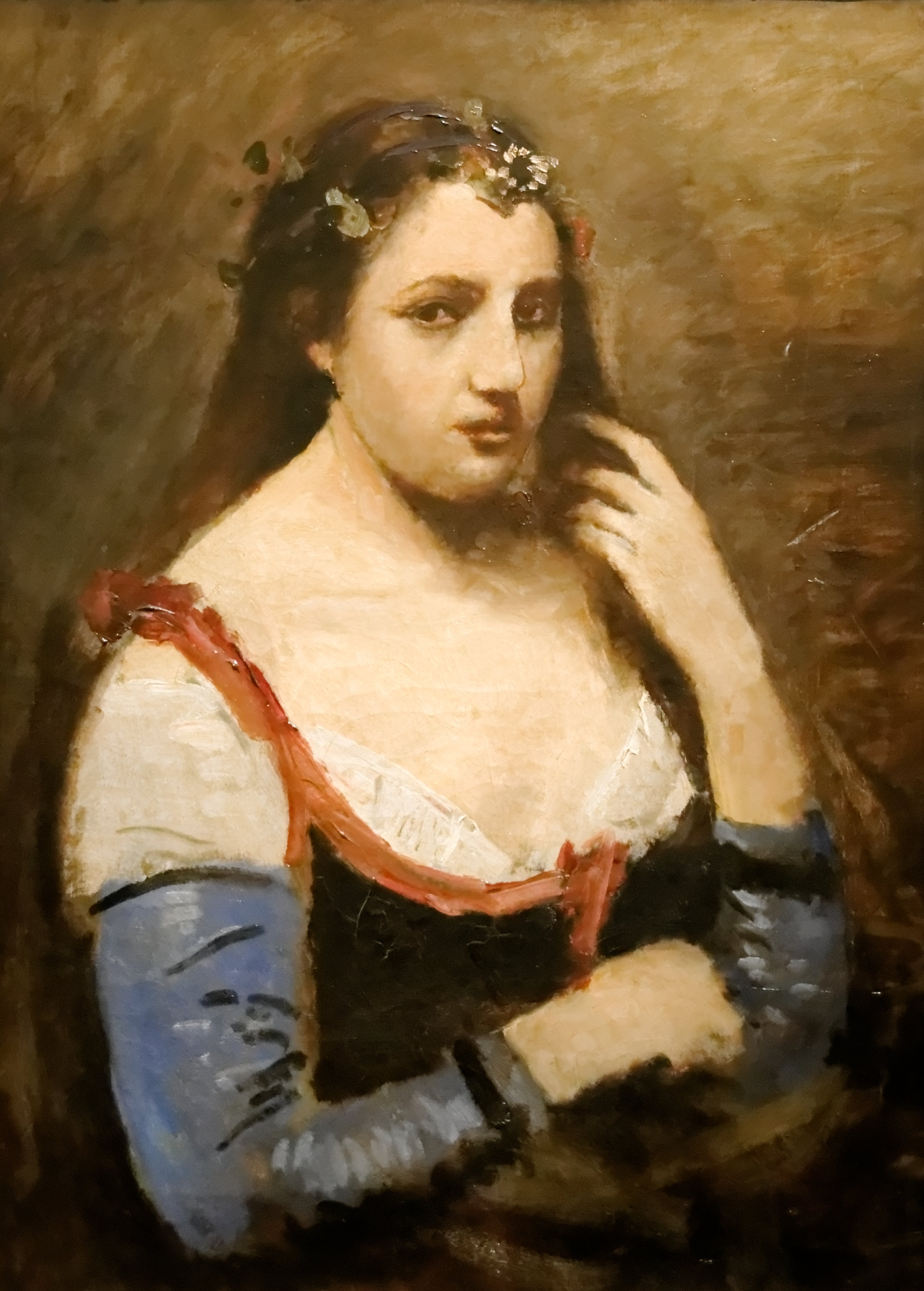 Femme avec des marguerites - Jean-Baptiste Camille Corot