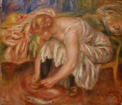 Reproduction du tableau « Femme laçant ses chaussures - Pierre-Auguste Renoir » par Alpha Reproduction en peinture à l’huile