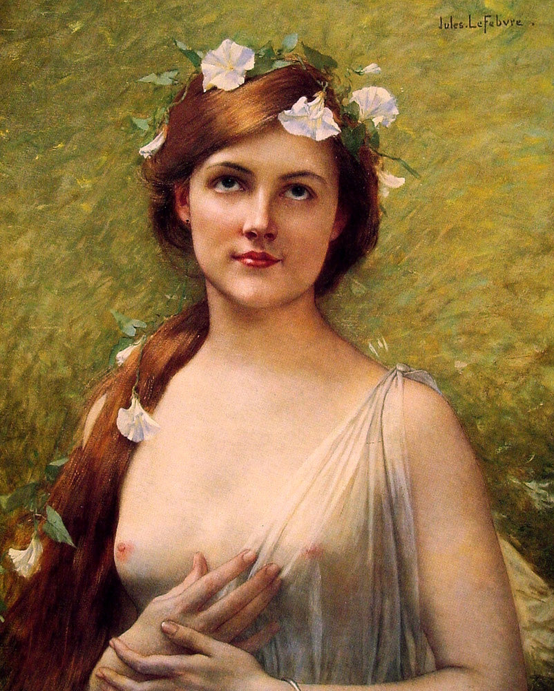 Jeune Dame aux fleurs dans ses cheveux - Jules Lefebvre