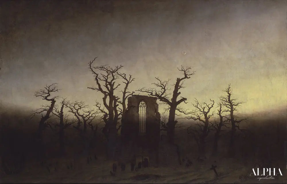 Abbaye dans la forêt de chênes - Caspar David Friedrich - Reproductions de tableaux et peintures haut de gamme