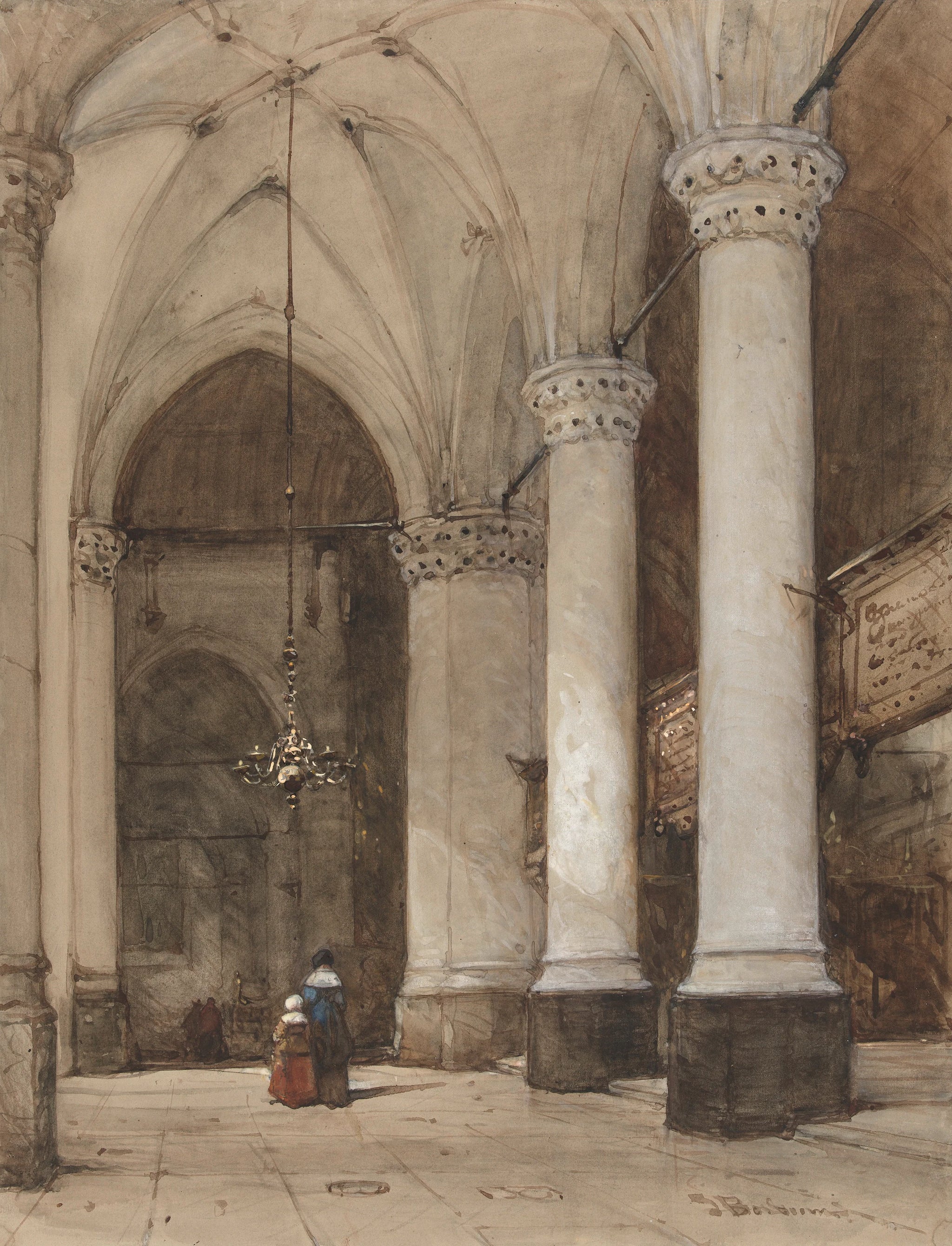 Allée sud de la Grote Kerk à La Haye - Johannes Bosboom