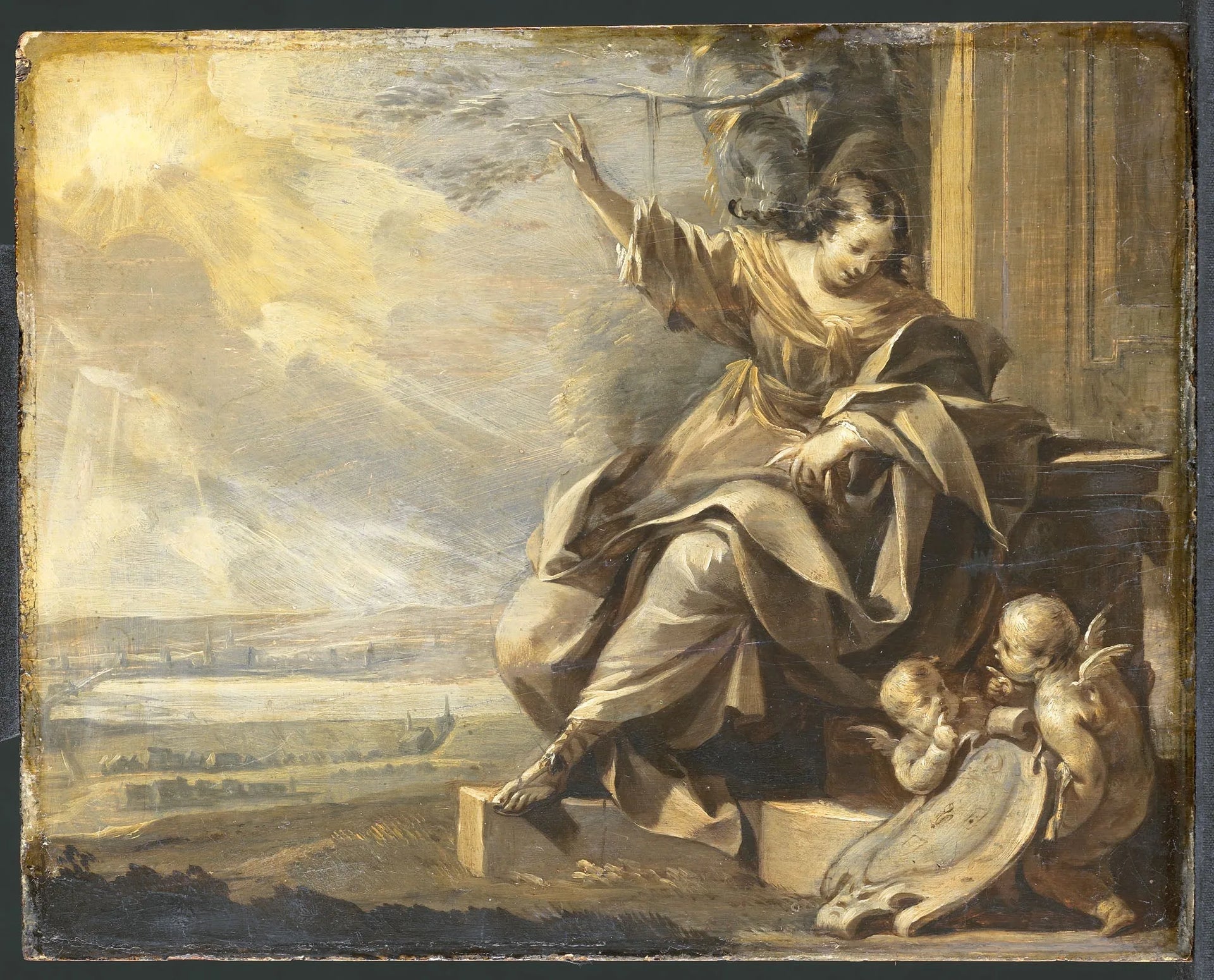 Allégorie avec une femme et deux putti - Charles Le Brun image 1 reproduction réalisée par Alpha Reproduction