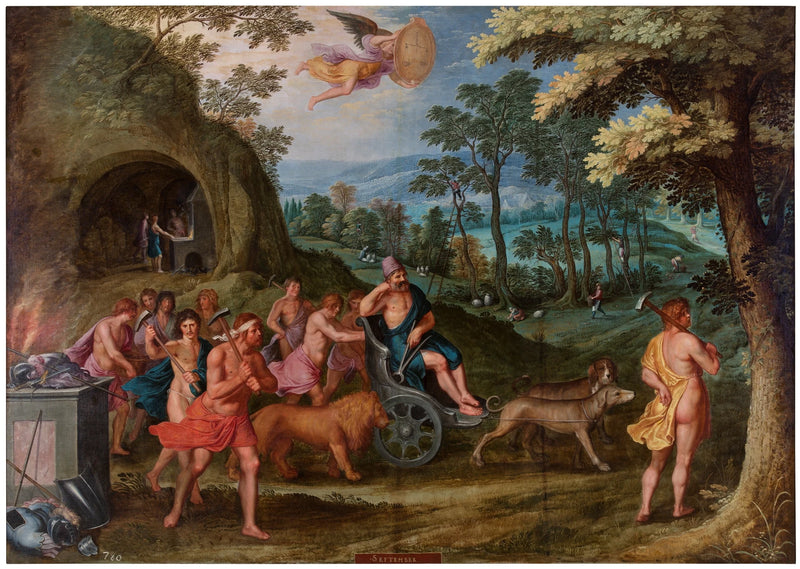 Allégorie du mois de septembre avec le triomphe de Vulcain et le signe de la Balance - Artiste inconnu