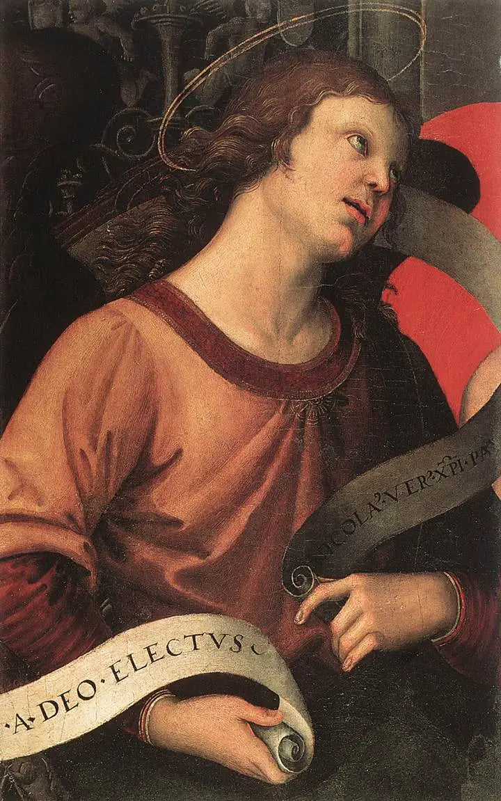 Reproduction du tableau « Ange tenant un phylactère - Raphaël Sanzio » par Alpha Reproduction en peinture à l’huile