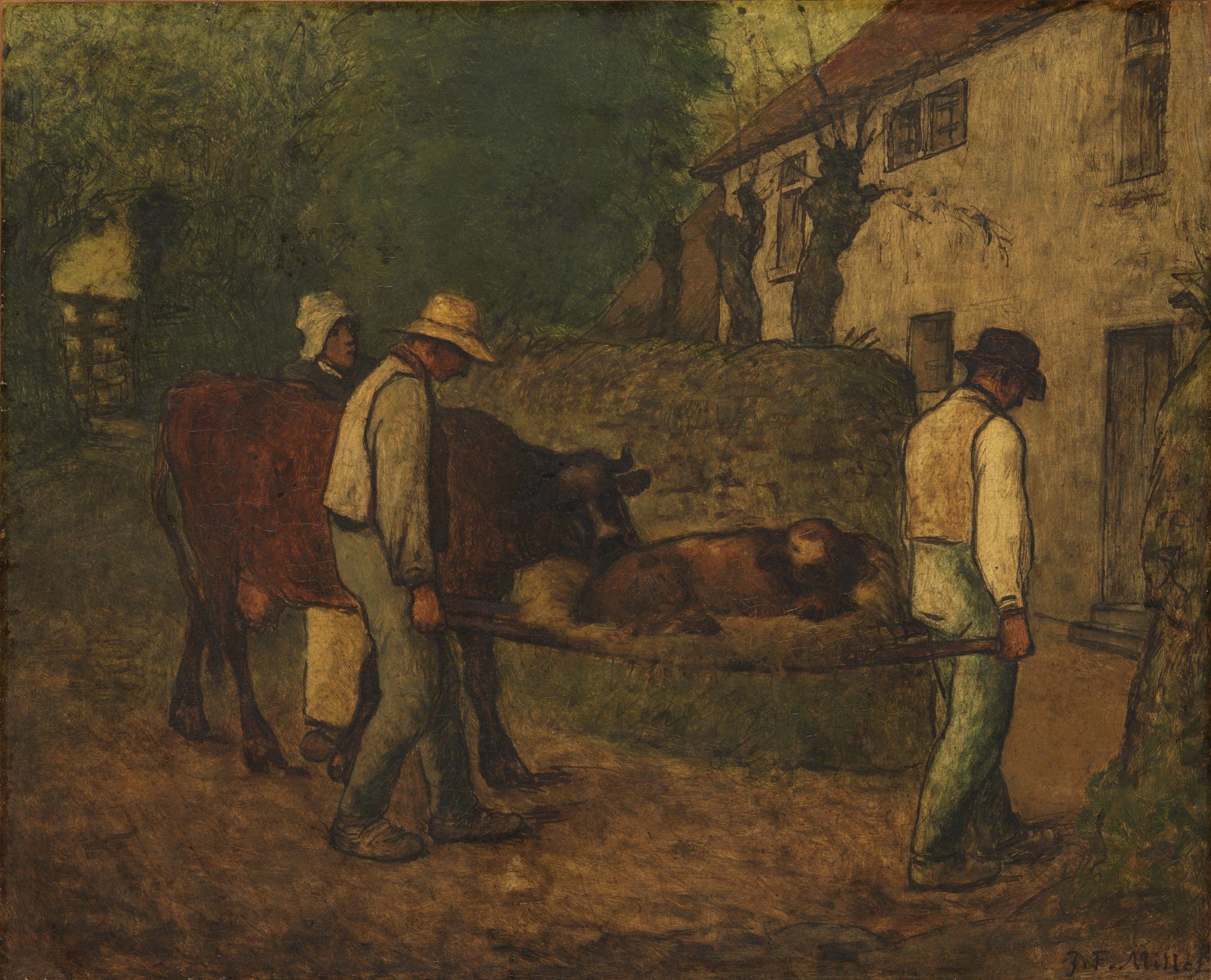 Apport à la maison le veau né dans les champs - Jean-François Millet - Alpha Reproduction