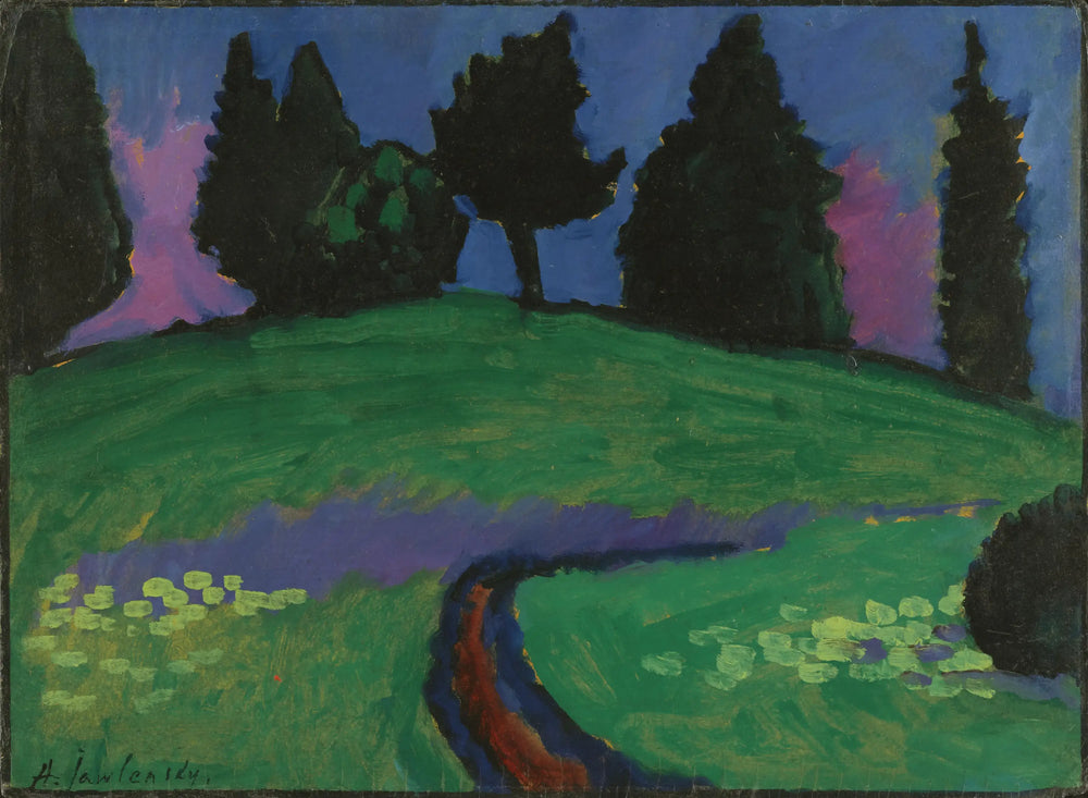 Arbres sombres sur une pente verte - Alexej von Jawlensky - Alpha Reproduction