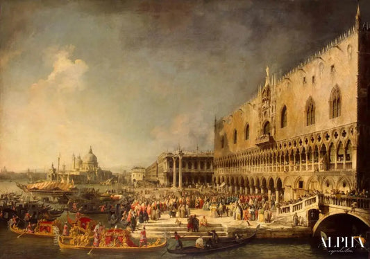 Arrivée de l'ambassadeur de France à Venise - Giovanni Antonio Canal - Reproductions de tableaux et peintures haut de gamme