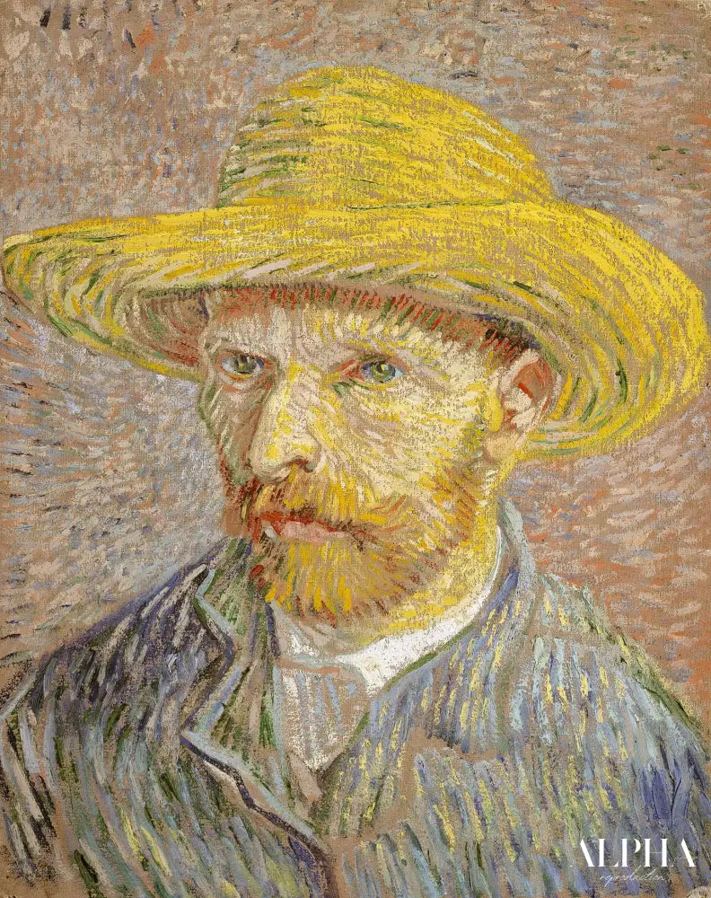 Autoportrait avec chapeau de paille de,1887 - Van Gogh - Reproductions de tableaux et peintures haut de gamme