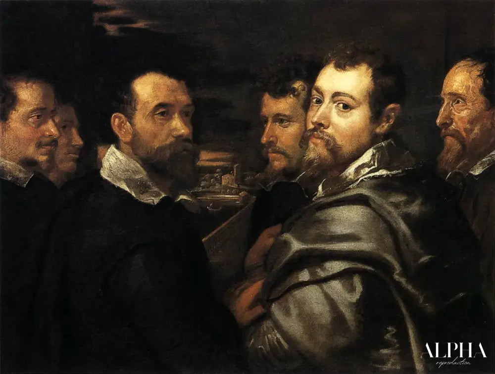 Autoportrait dans un cercle d'amis de Mantoue - Peter Paul Rubens - Reproductions de tableaux et peintures haut de gamme