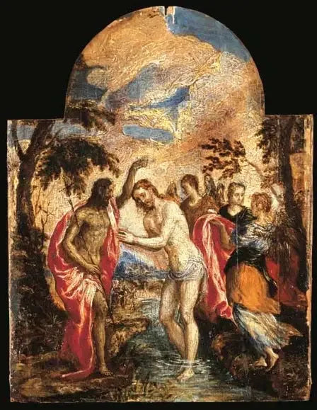 Baptême du Christ - El Greco image 1 copie peinte à la main à l’huile