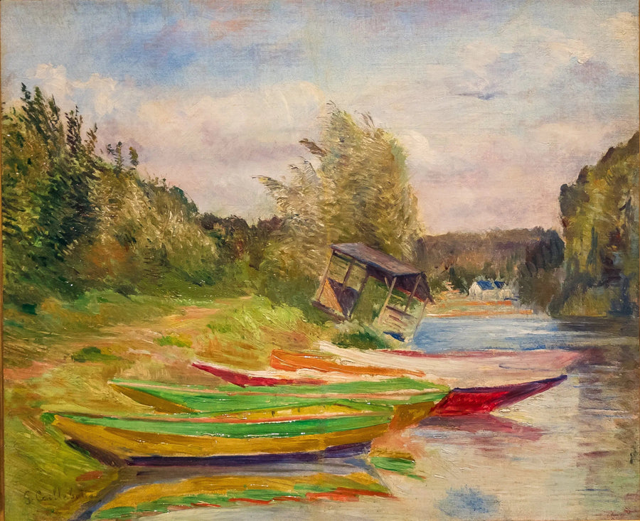 Лодки и хижина, берег Сены - Гюстав Каййботт