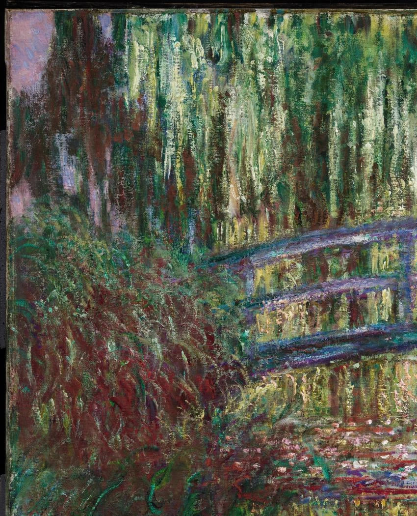 Détail du pont japonais dans Le Bassin aux nymphéas W1630 de Claude Monet
