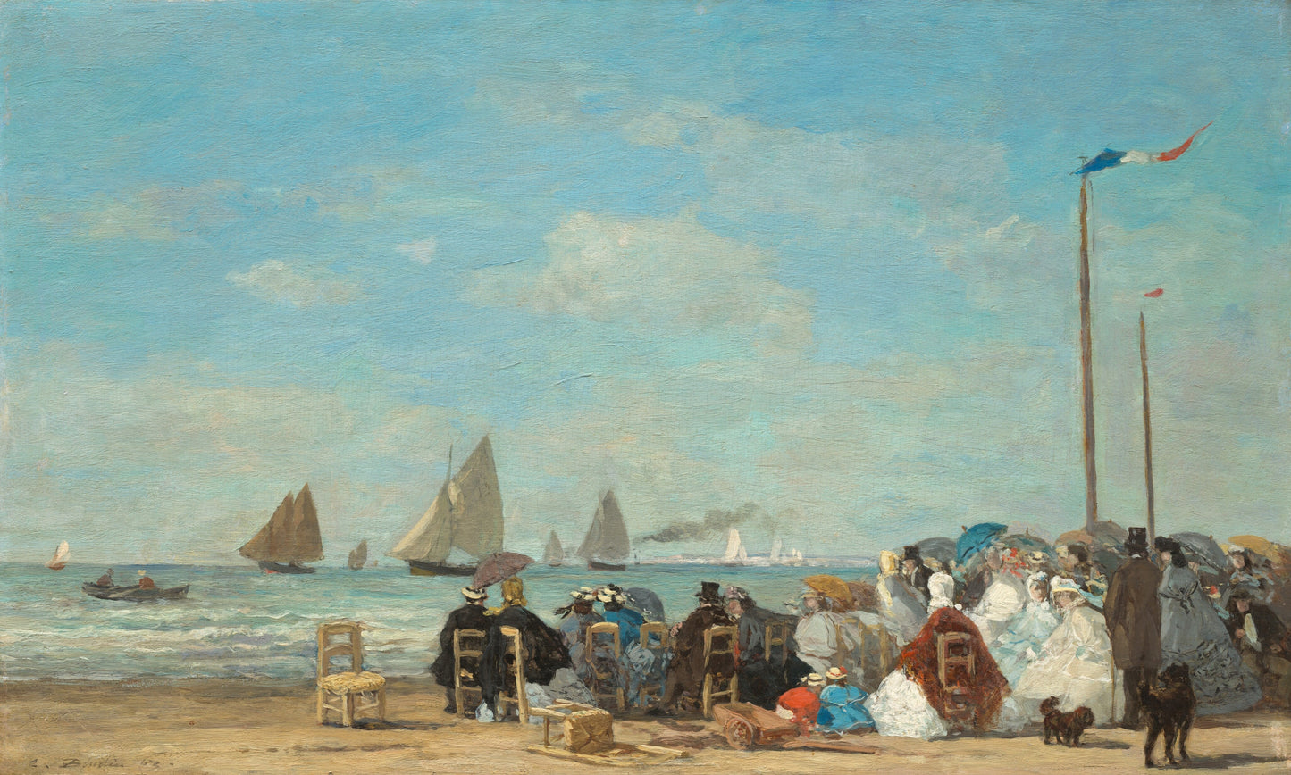 🏖️ Пляжная сцена в Трувиле – Эжен Буден (1863)