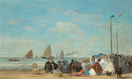 🏖️ Пляжная сцена в Трувиле – Эжен Буден (1863)