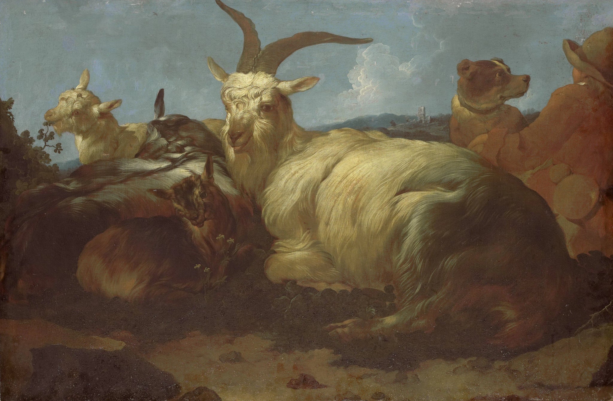 Berger avec une chèvre et des chèvres - Johann Melchior Roos