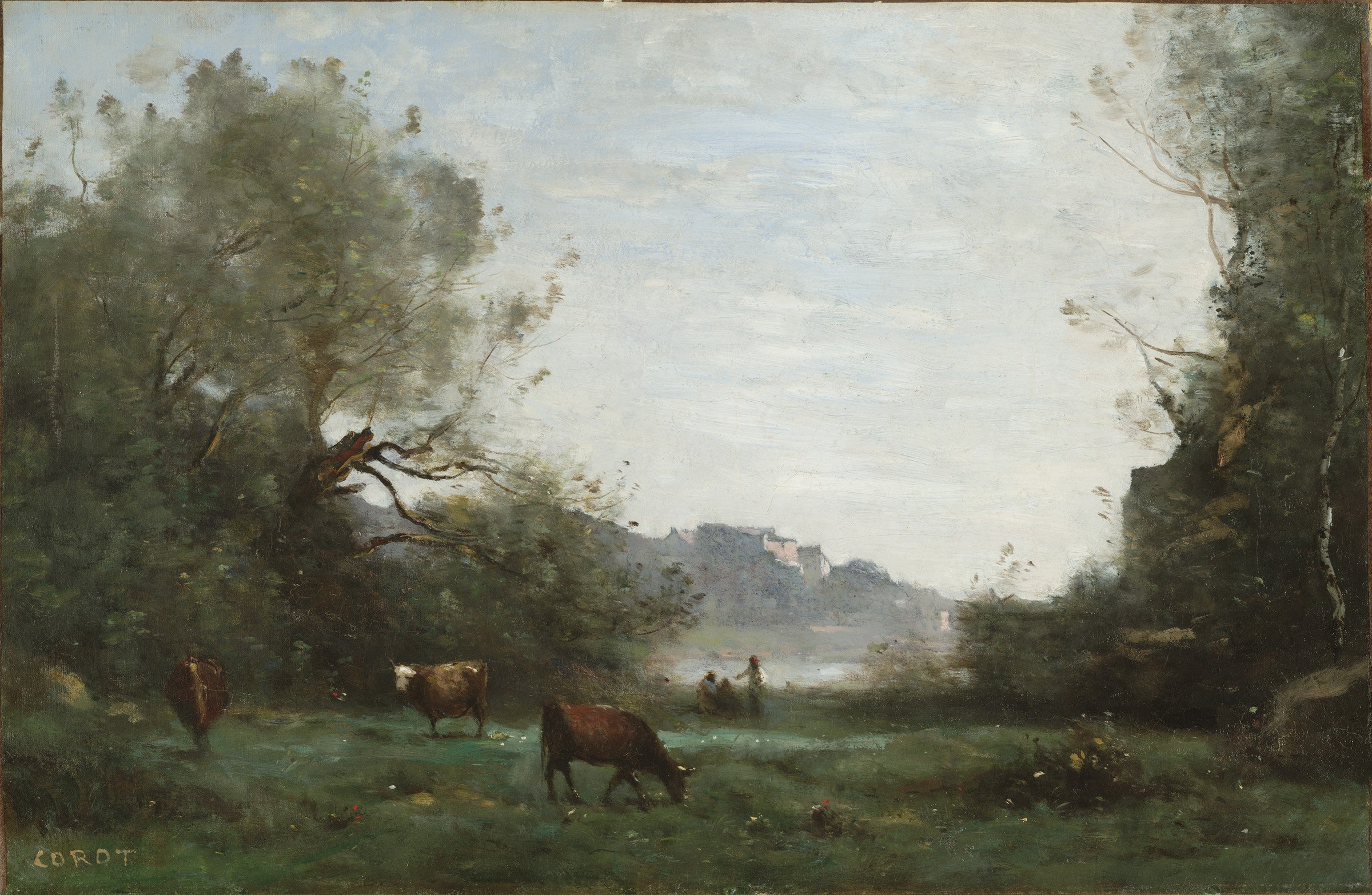 Bétail au pâturage dans une vallée boisée - Jean-Baptiste Camille Corot - Alpha Reproduction