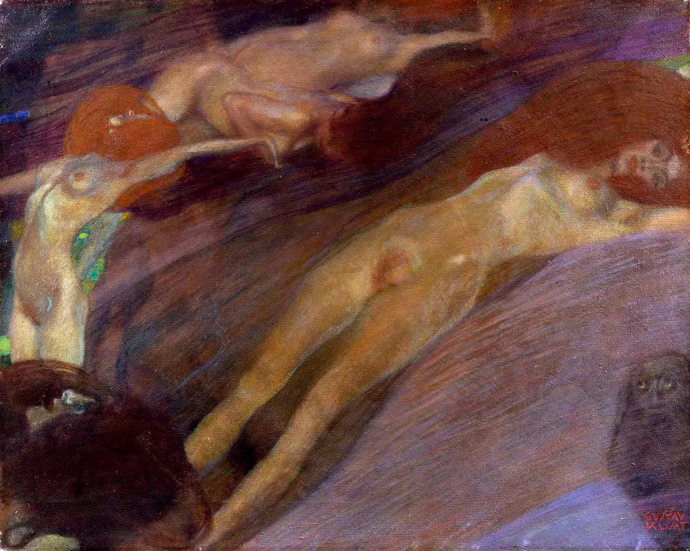 Reproduction du tableau « Bewegtes Wasser - Gustav Klimt » par Alpha Reproduction en peinture à l’huile