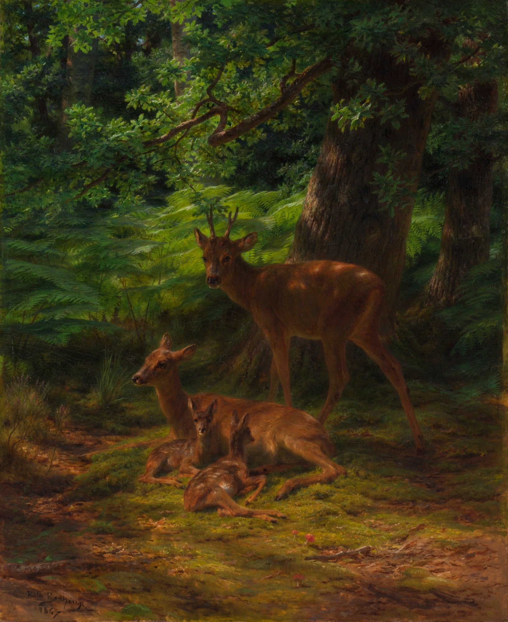 Biches et cerf au repos - Rosa Bonheur - Alpha Reproduction