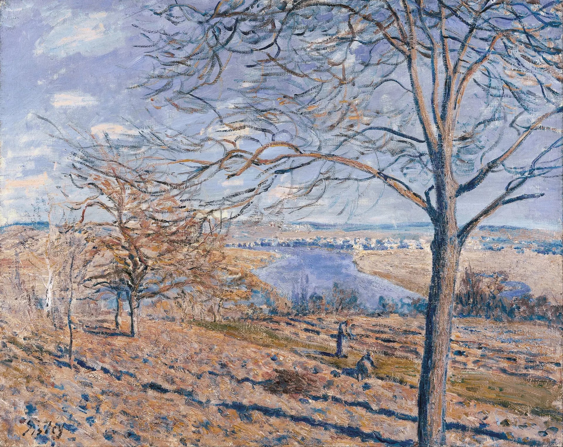 Bord du Loing, effet d'automne - Alfred Sisley image 1 copie de tableau peinte à la main